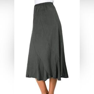 EXCHIC Women's Elegant Suede Midi Skirt